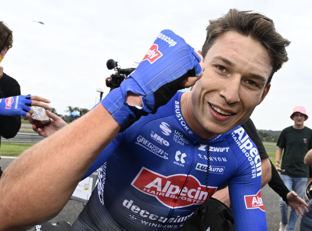 Belgian Jasper Philipsen of AlpecinDeceuninck celebrates after winning the fourth stage of the Tour de France cycling race a 1818 km race from Dax to Nogaro France Tuesday 04 July 2023 This years Tour de France takes place from 01 to 23 July 2023 BELGA PHOTO POOL VINCENT KALUT Photo by POOL VINCENT KALUT BELGA MAG Belga via AFP Photo by POOL VINCENT KALUTBELGA MAGAFP via Getty Images