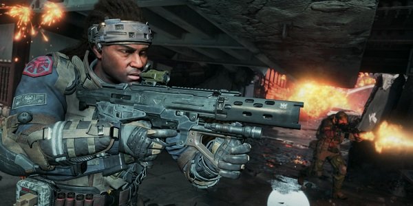 A soldier moves forward in Blackout.