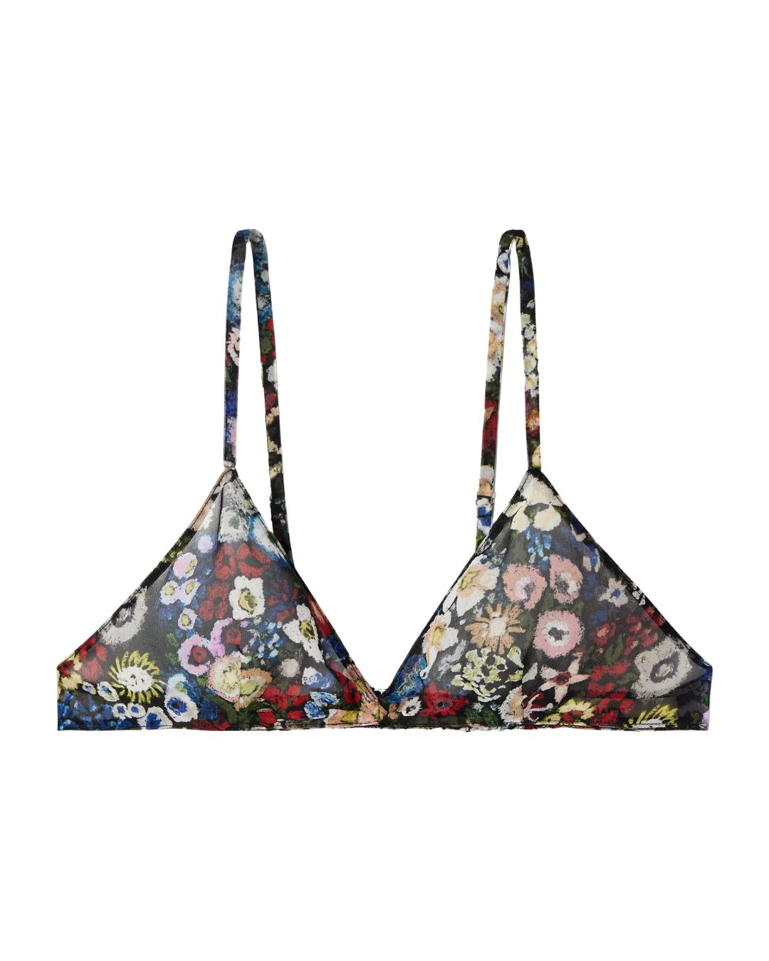 Khaite Talita floral-print silk-chiffon triangle bra