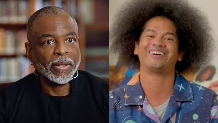 Side by side of Levar Burton being interviewed in the Butterfly in the Sky documentary and Mychal Threets in new Reading Rainbow trailer.