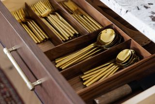 a drawer filled with cutlery