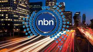 NBN logo layered over image of light trail on road in Sydney