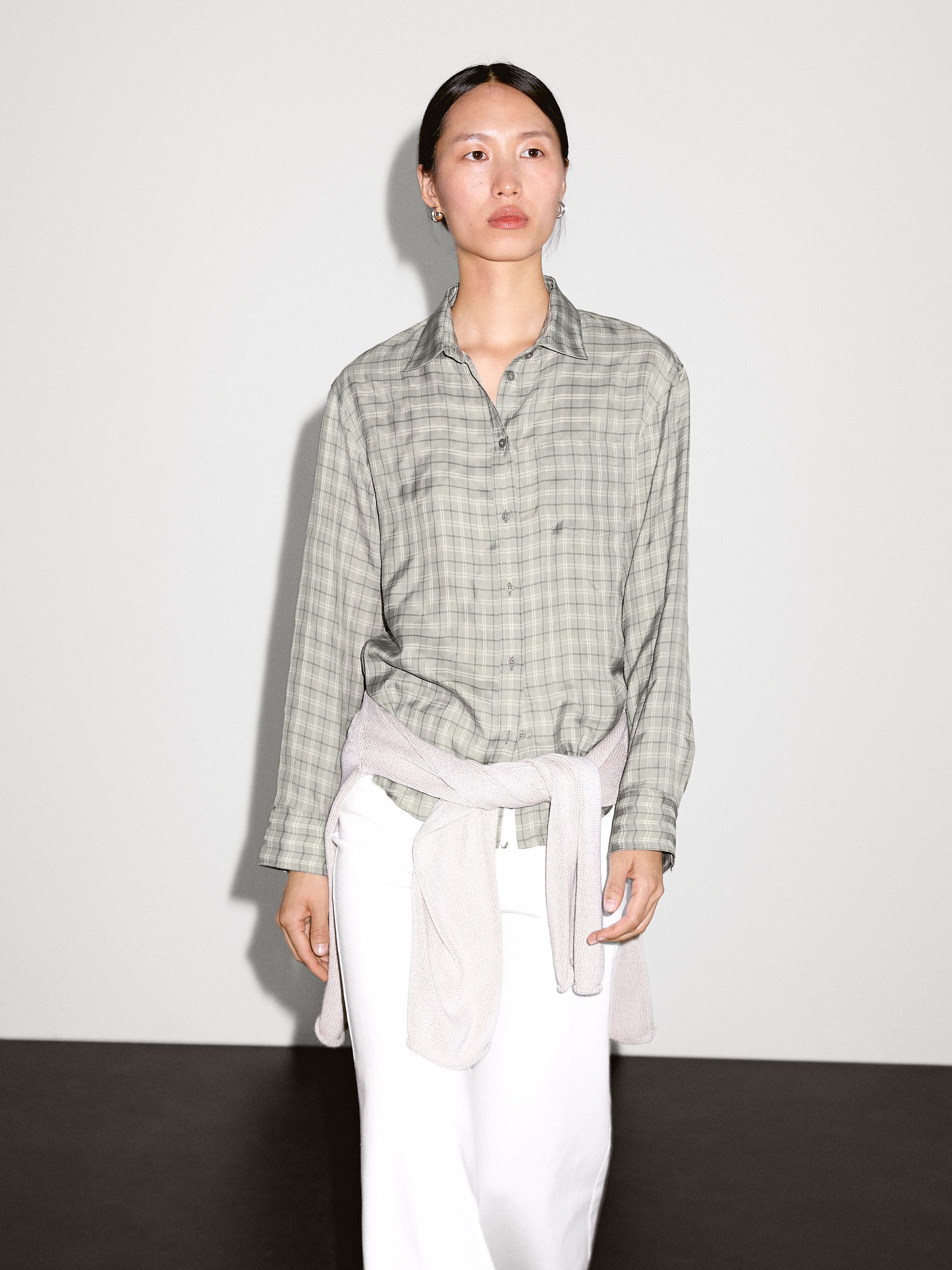Flowing 100% Cupro Check Shirt