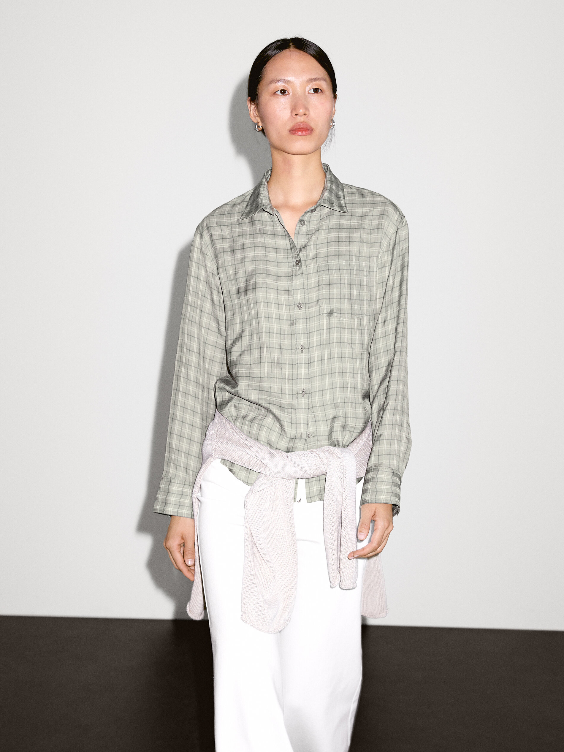 Flowing 100% Cupro Check Shirt