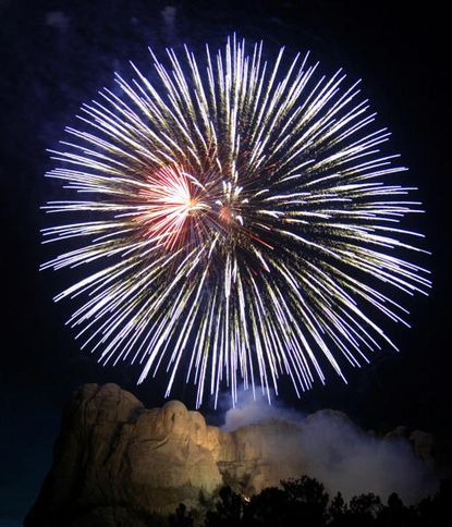 Fireworks over Mount Rushmore in 2004.
