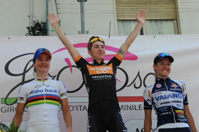 Giorgia Bronzini celebrates her stage win in the GIro Rosa