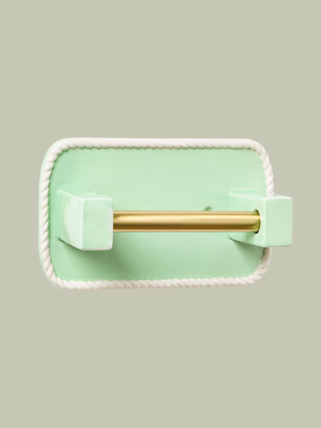Oliver Bonas, Green Ceramic Toilet Roll Holder