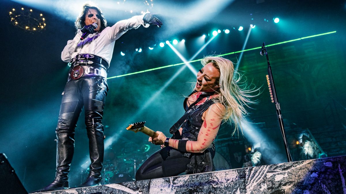 Alice Cooper and Nita Strauss live in Birmingham, U.K. in 2022