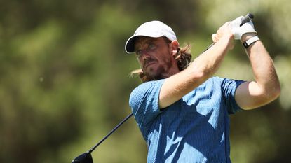 Tommy Fleetwood hits a drive