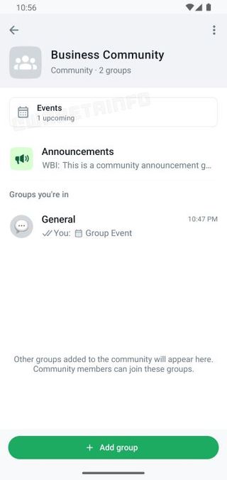 New event pinning in WhatsApp communities