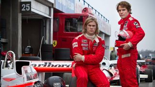 Chris Hemsworth as James Hunt and Daniel Brühl as Niki Lauda in Rush