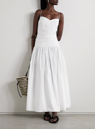 Matteau + Net Sustain Gathered Organic Cotton Midi Dress