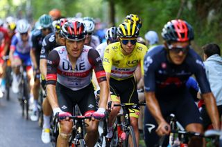 LUZ ARDIDEN FRANCE JULY 15 Tadej Pogaar of Slovenia and UAETeam Emirates Yellow Leader Jersey during the 108th Tour de France 2021 Stage 18 a 1297km stage from Pau to Luz Ardiden 1715m LeTour TDF2021 on July 15 2021 in Luz Ardiden France Photo by Tim de WaeleGetty Images