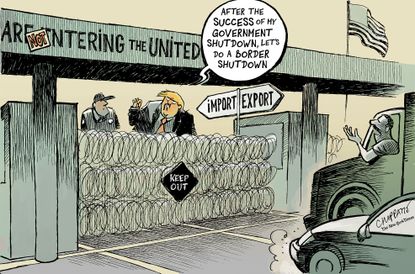 Political Cartoon U.S. Trump Mexico border shutdown