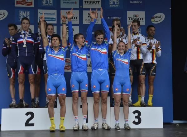 Italy topped the team relay podium at the 2012 UCI Mountain Bike World Championships