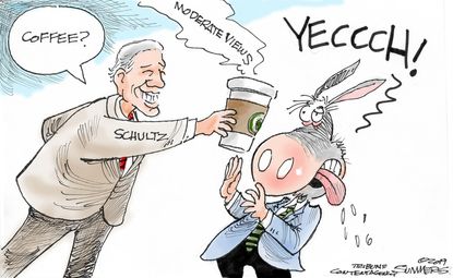 Political Cartoon U.S. Starbucks Howard Schultz Democrats 2020 presidential election