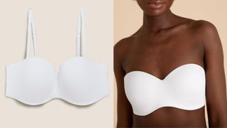 A model wearing a white strapless bra from M&S
