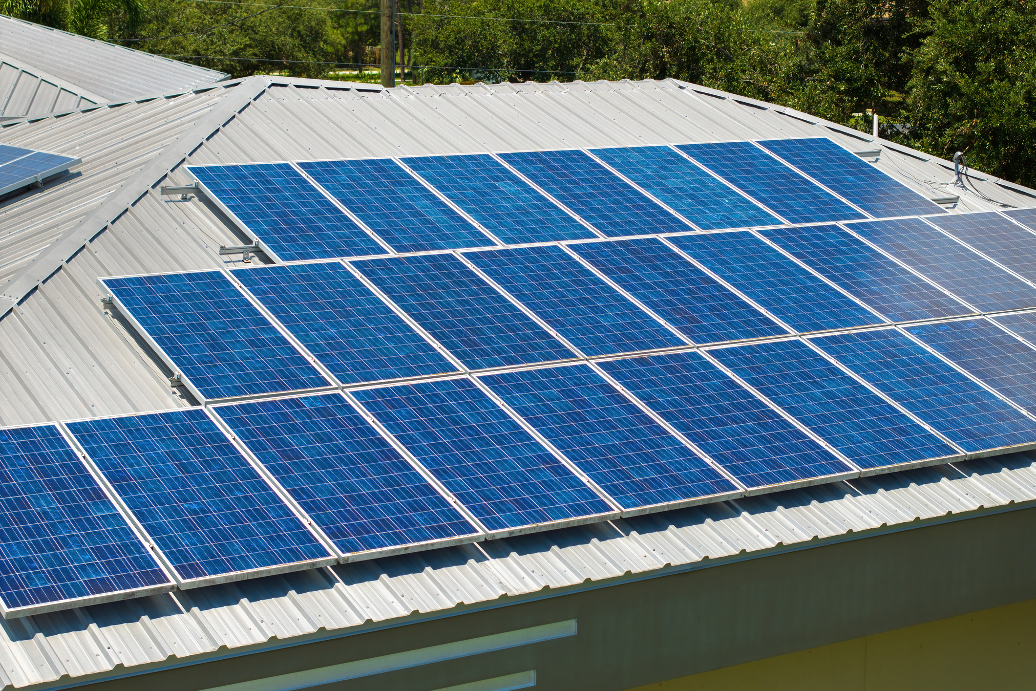 solar panels on a house roof