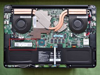 Where the Razer Blade's SSD is located