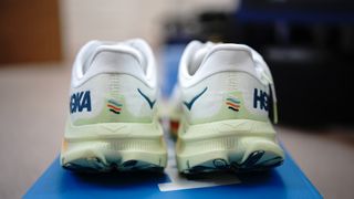 Close up shot of the Hoka Kawana running shoes