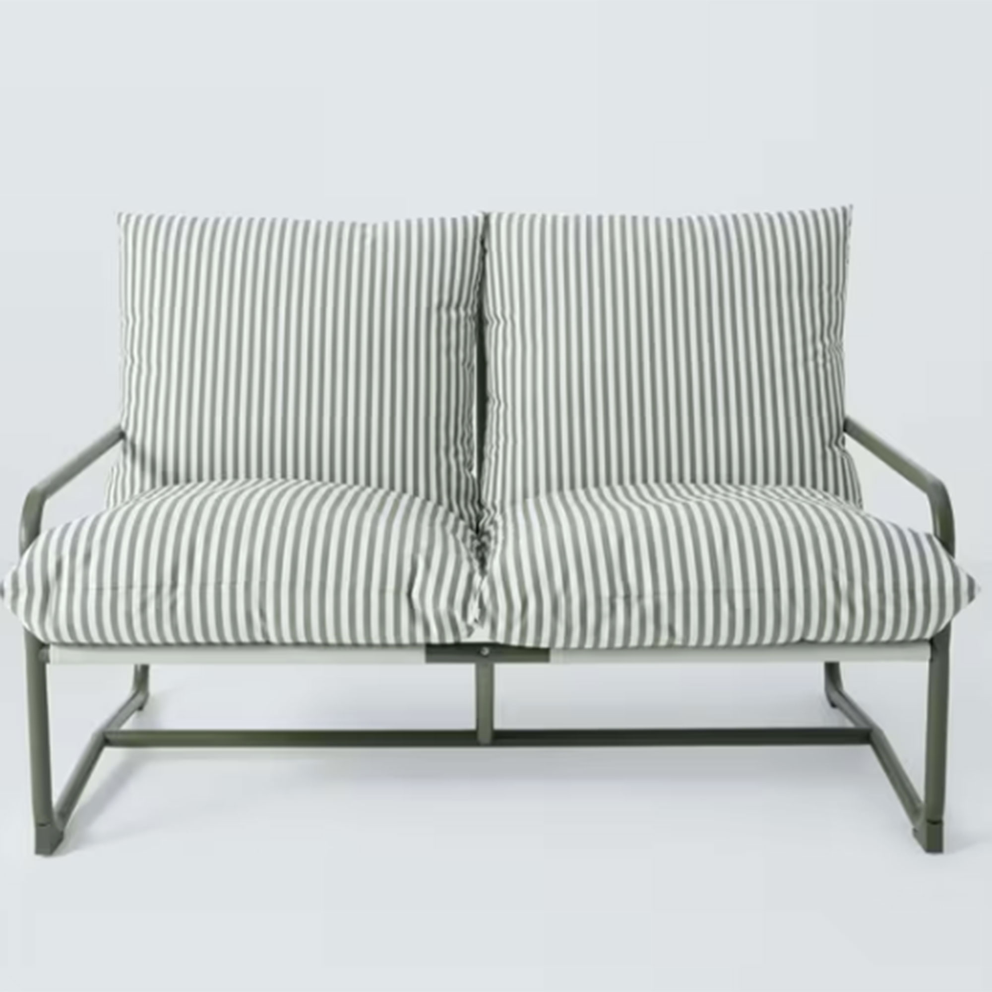 Green striped sling outdoor sofa