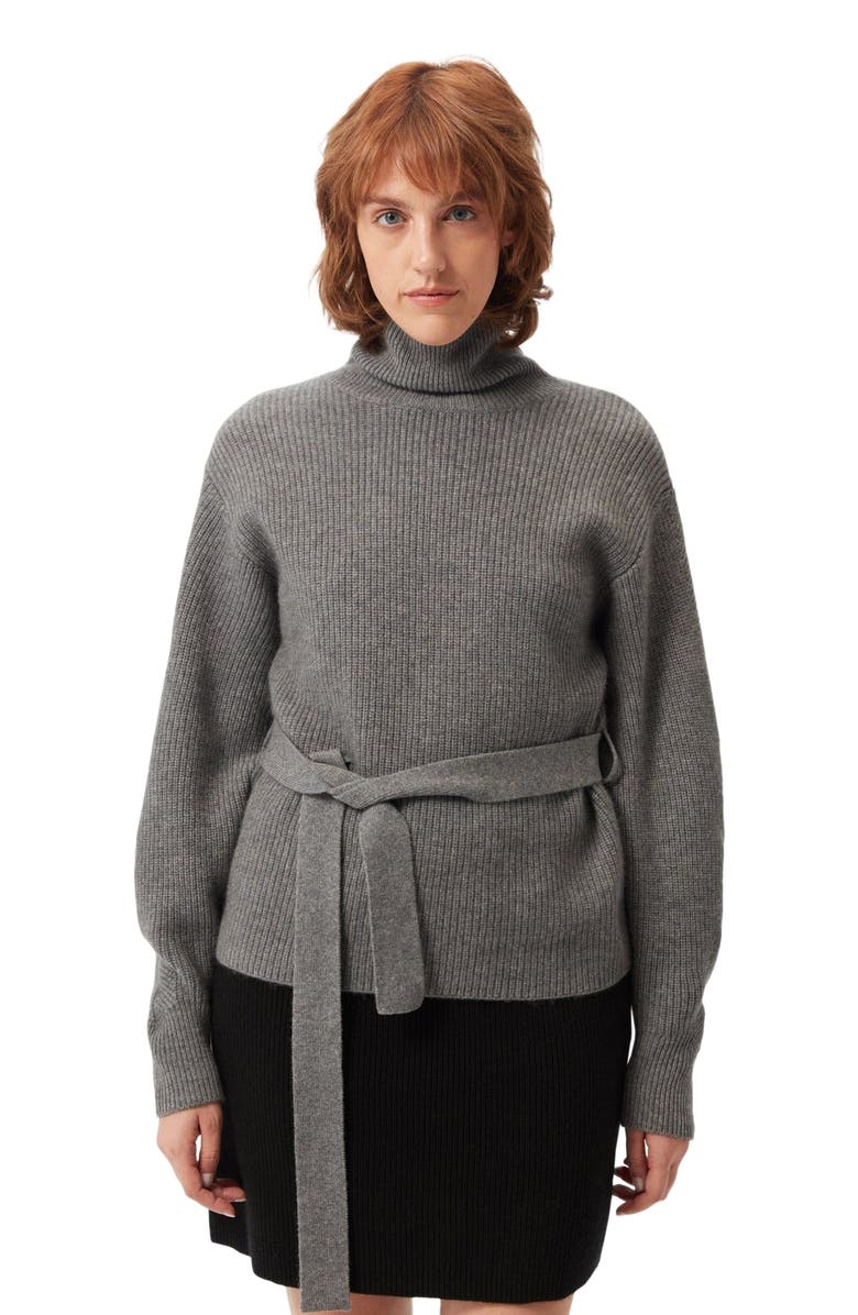 Belted Cashmere Turtleneck