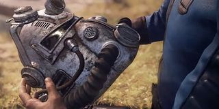A Fallout Power Armor helmet.