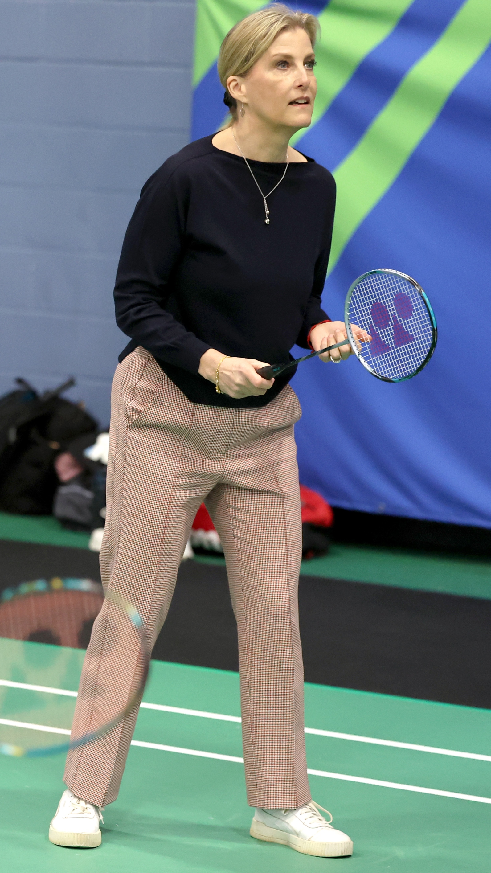 Sophie, Duchess of Edinburgh takes part in a badminton match