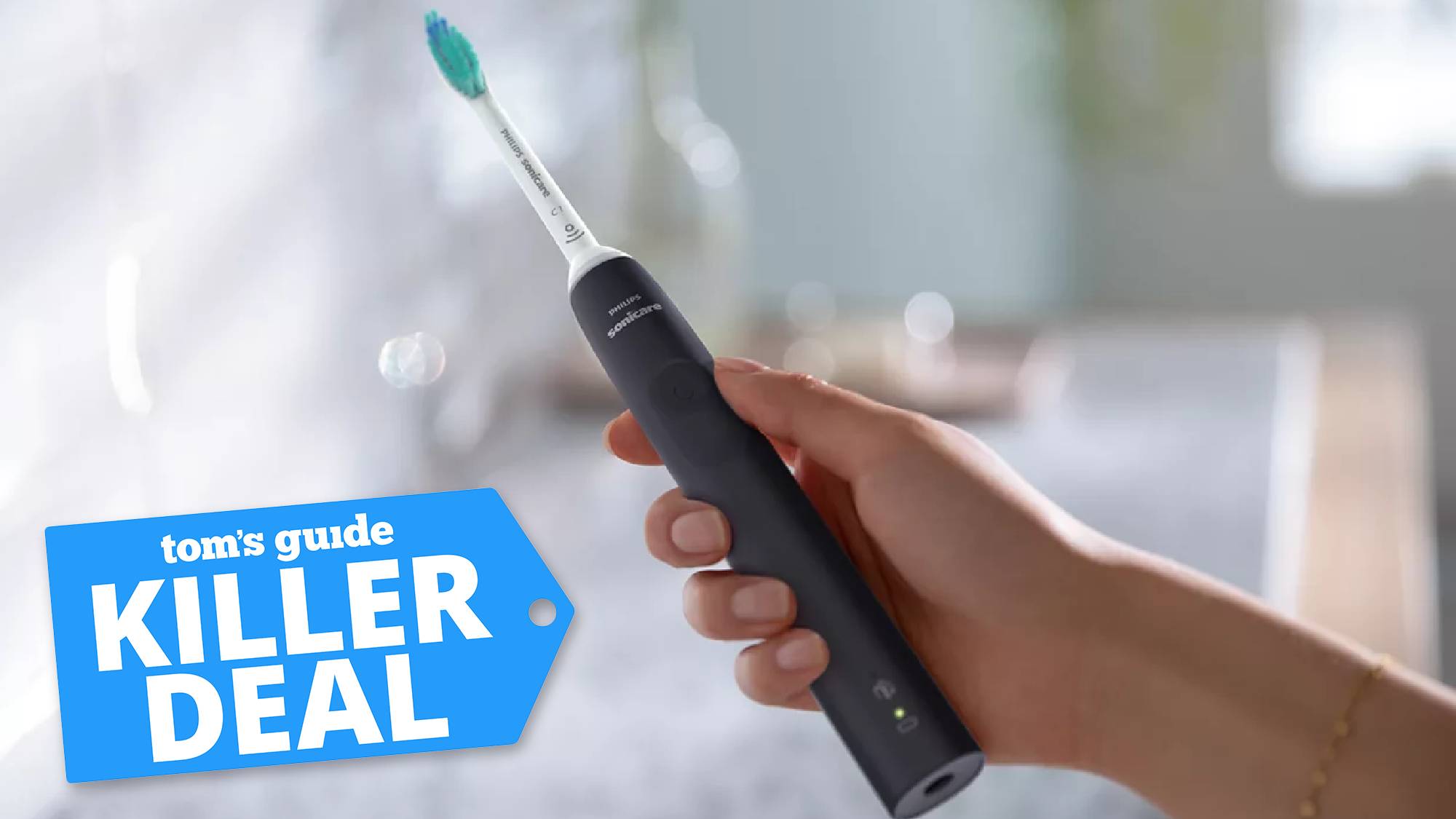 Philips electric toothbrush with a Tom's Guide deal tag