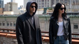 Charlie Cox and Krysten Ritter as Matt Murdock and Jessica Jones in Daredevil: Born Again season 2