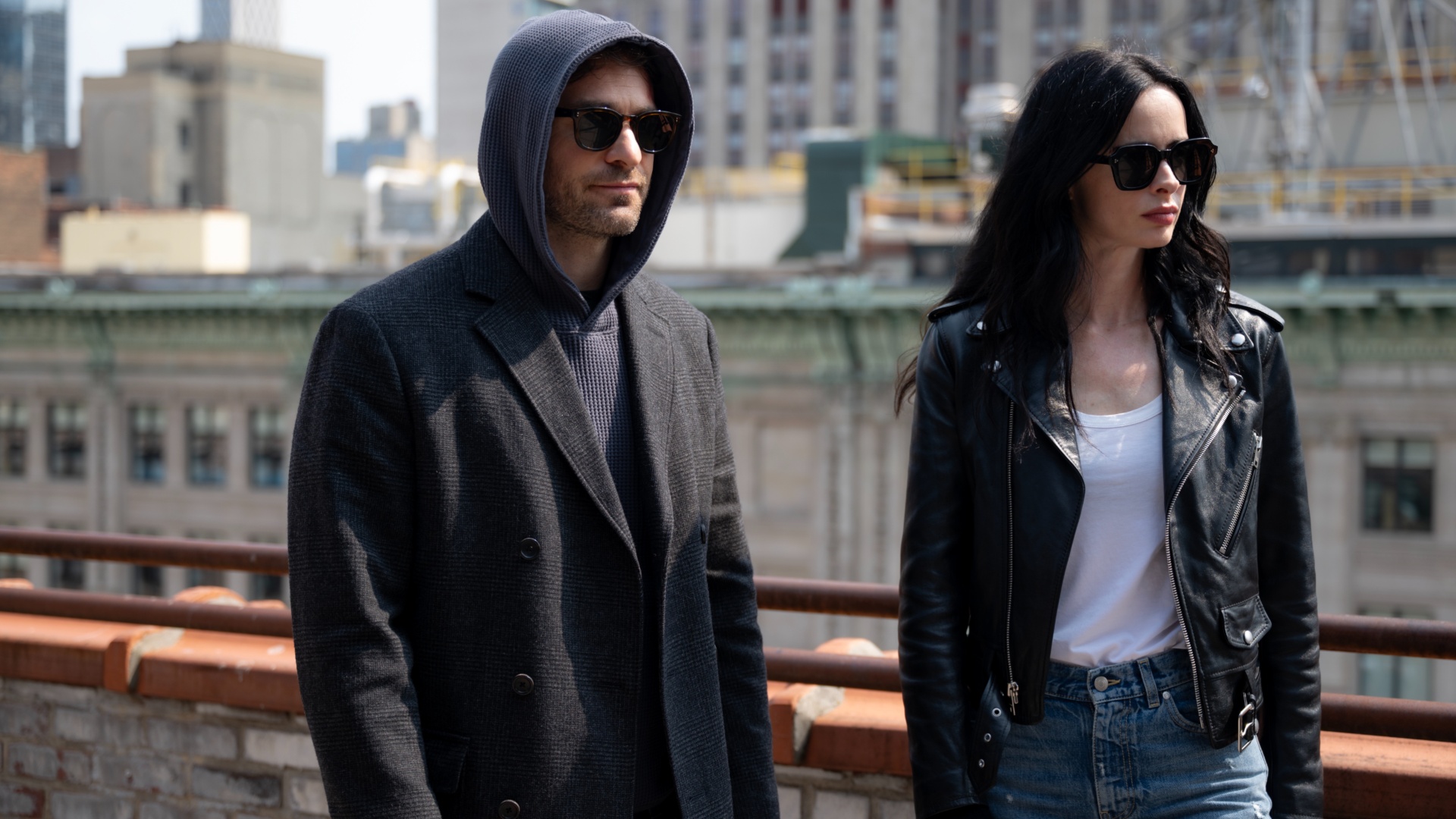 Charlie Cox and Krysten Ritter as Matt Murdock and Jessica Jones in Daredevil: Born Again season 2