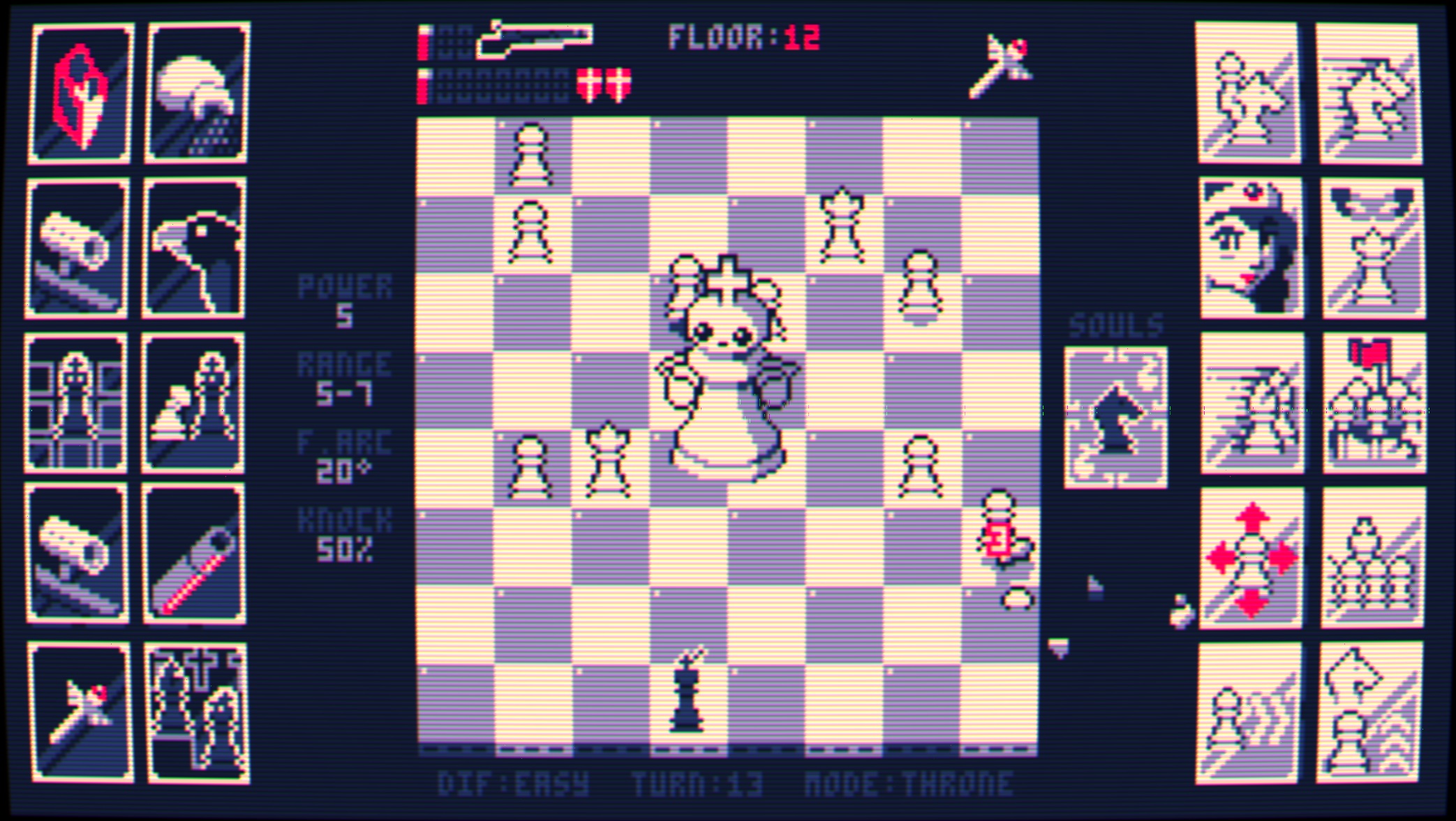 king facing down a giant white piece