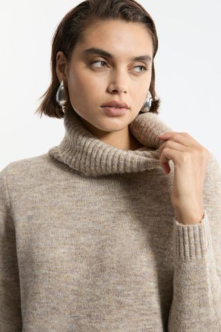 Wool Blend Cosy Roll Neck Knit Dress