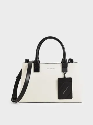 Charles & Keith, Double Top Handle Structured Bag