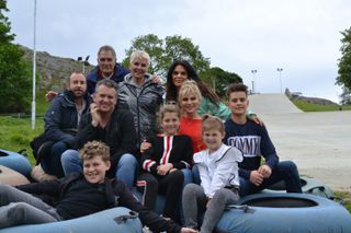 Shane Richie with his family on campsite