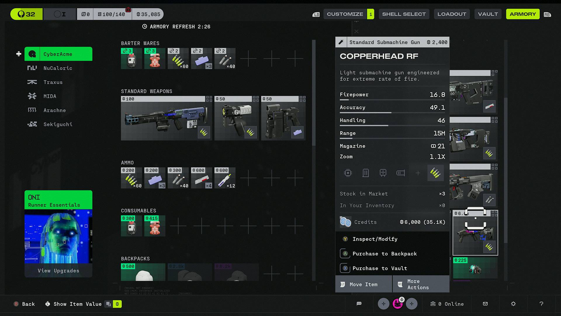 Marathon Schema copperhead in armory