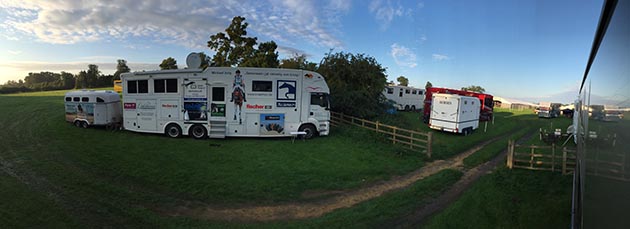 Simon is parked next to Michael Jung in the Burghley lorry park
