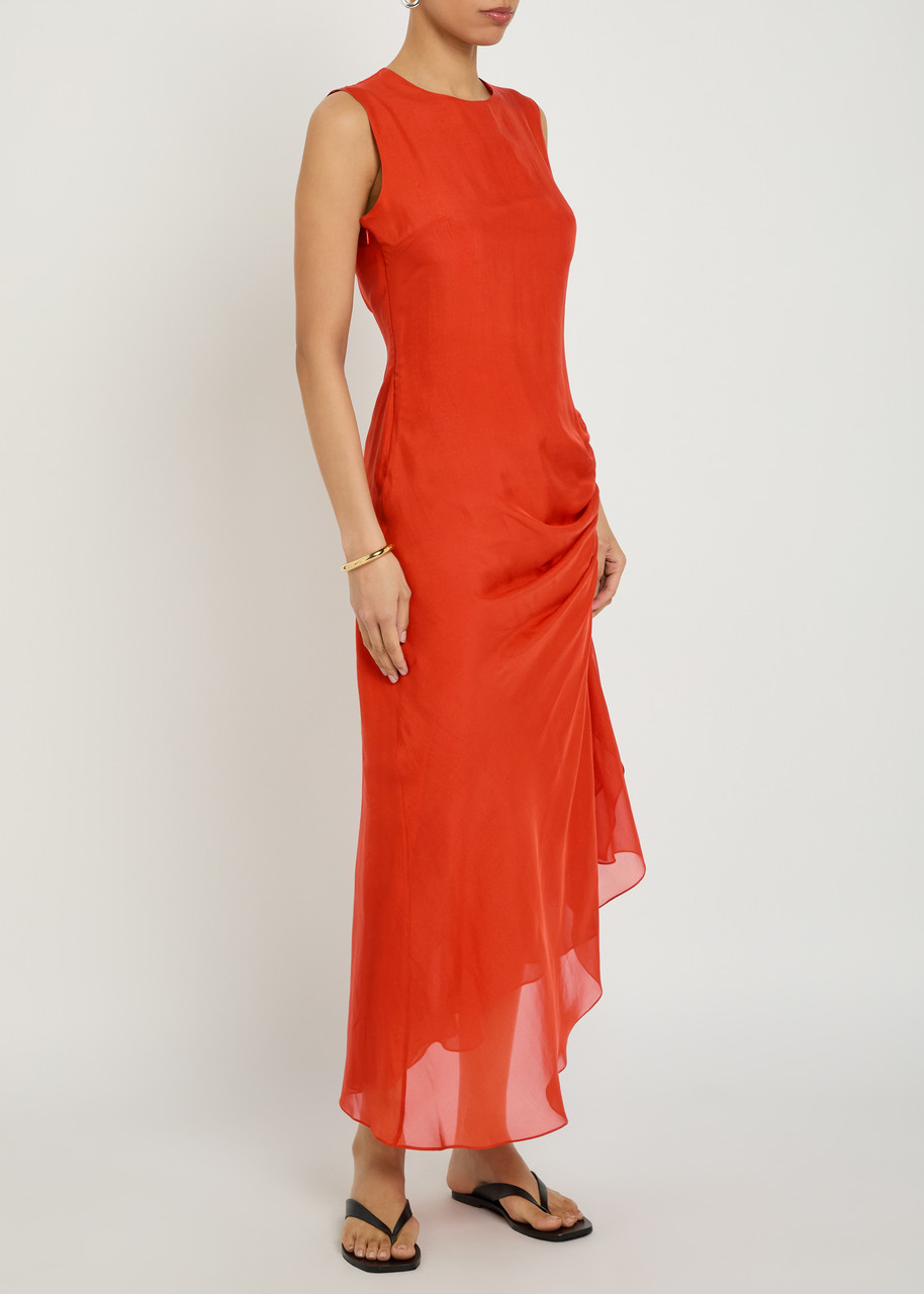 Enya Gathered Silk Maxi Dress