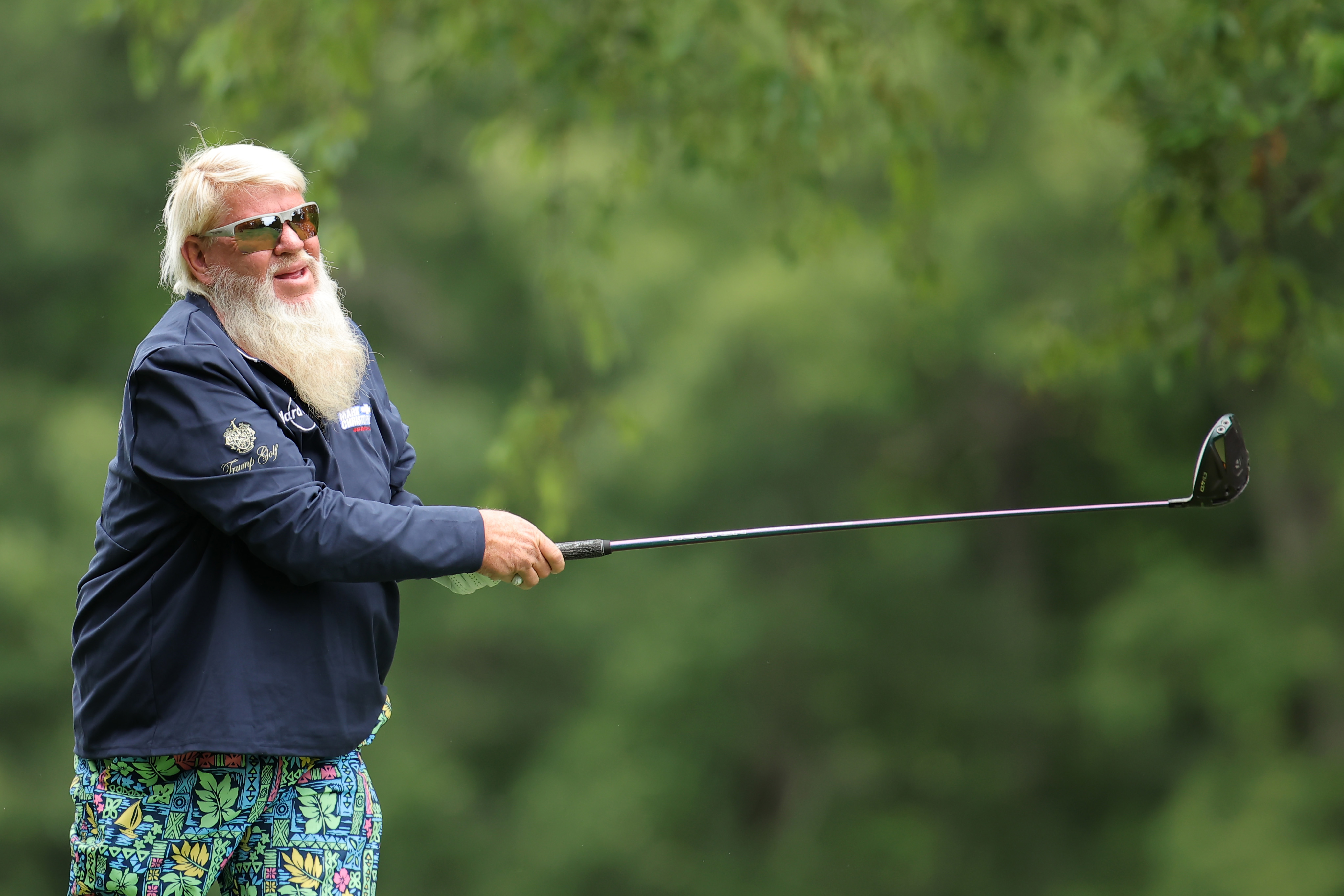 John Daly plays his tee shot on the second hole during the second round of the Regions Tradition