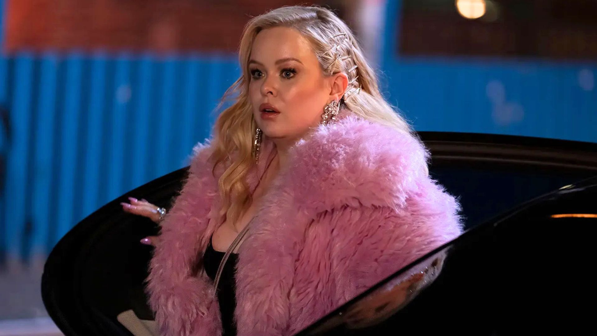 Nicola Coughlan steps out of a car