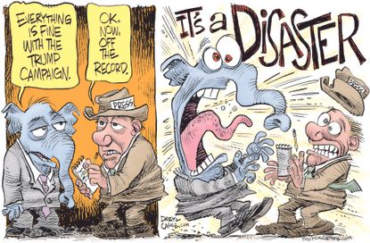 Political cartoon U.S. Donald Trump campaign media