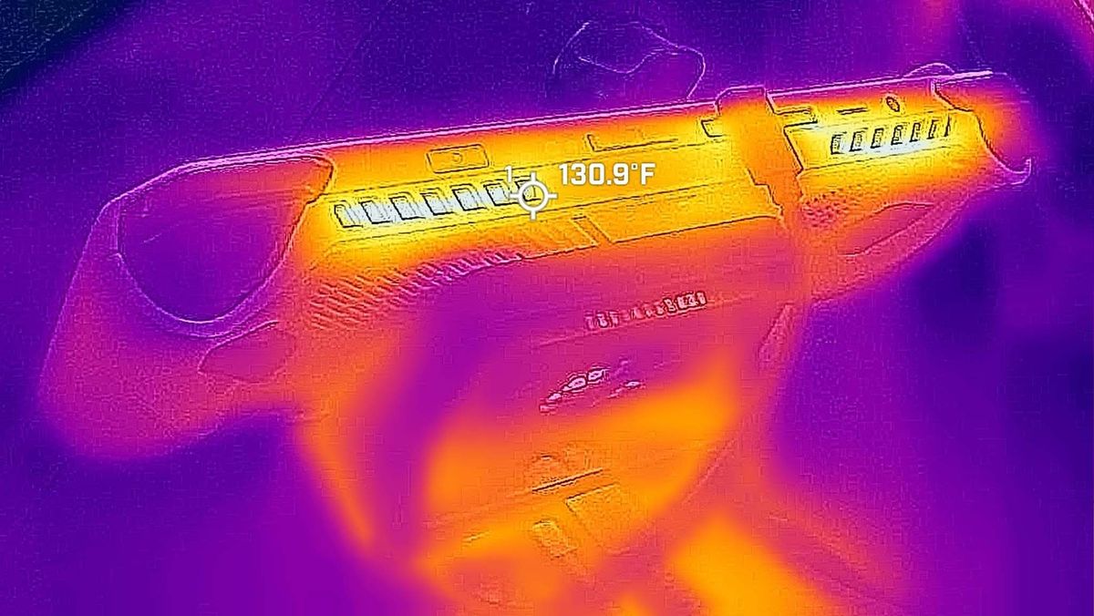ROG Ally vents seen through a thermal camera.