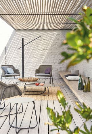 Modern chairs in contemporary outdoor area