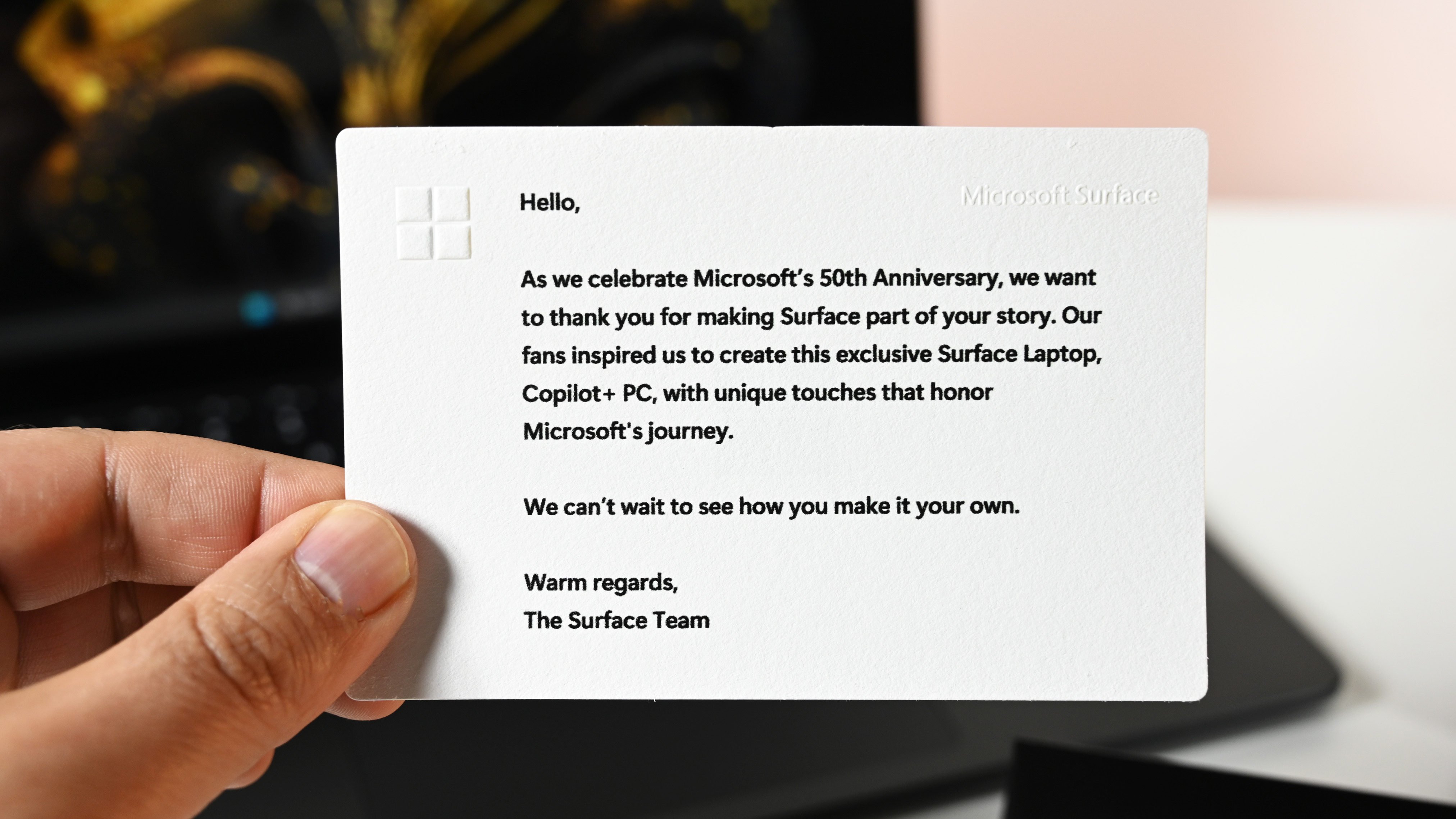 The very limited-edition Surface Laptop 50th Anniversary Exclusive, of which only around 50 were produced. 
