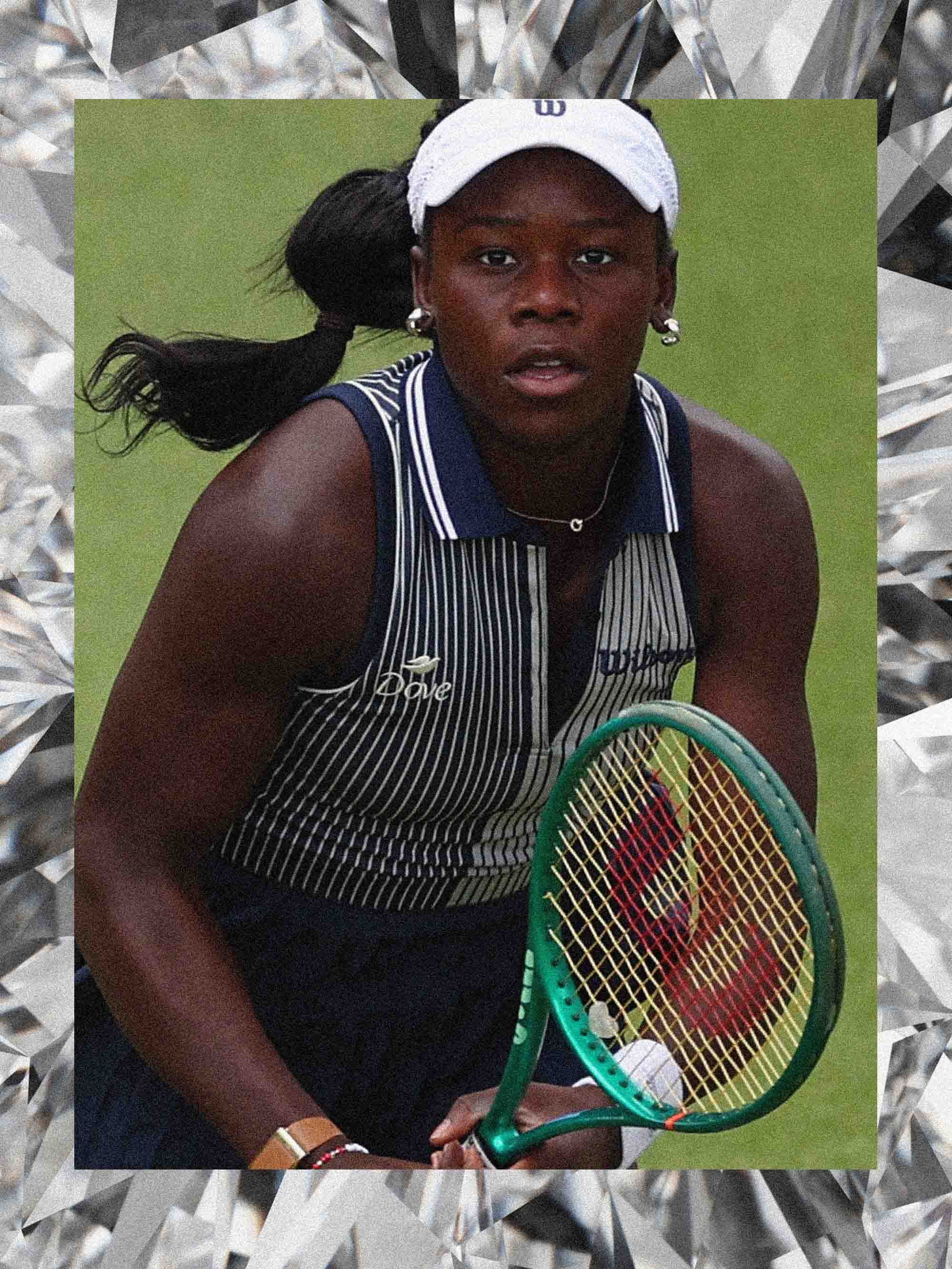 Victoria Mboko on the court during a tennis match