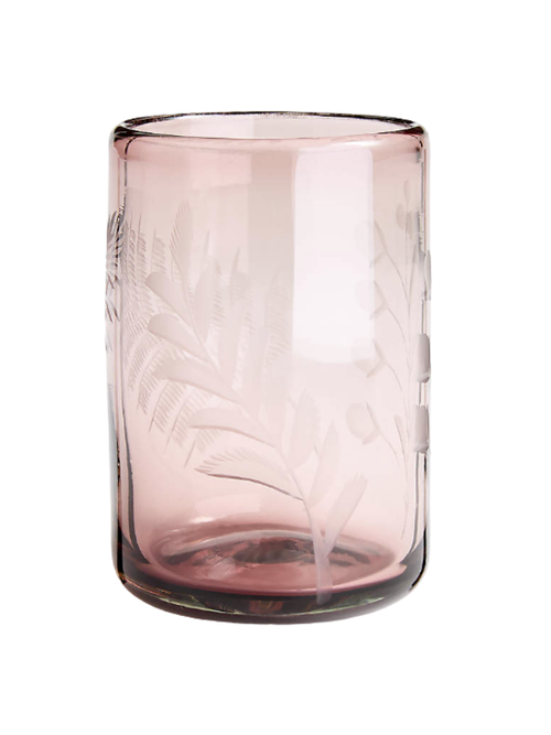 Harvest Floral Amethyst Etched Glass