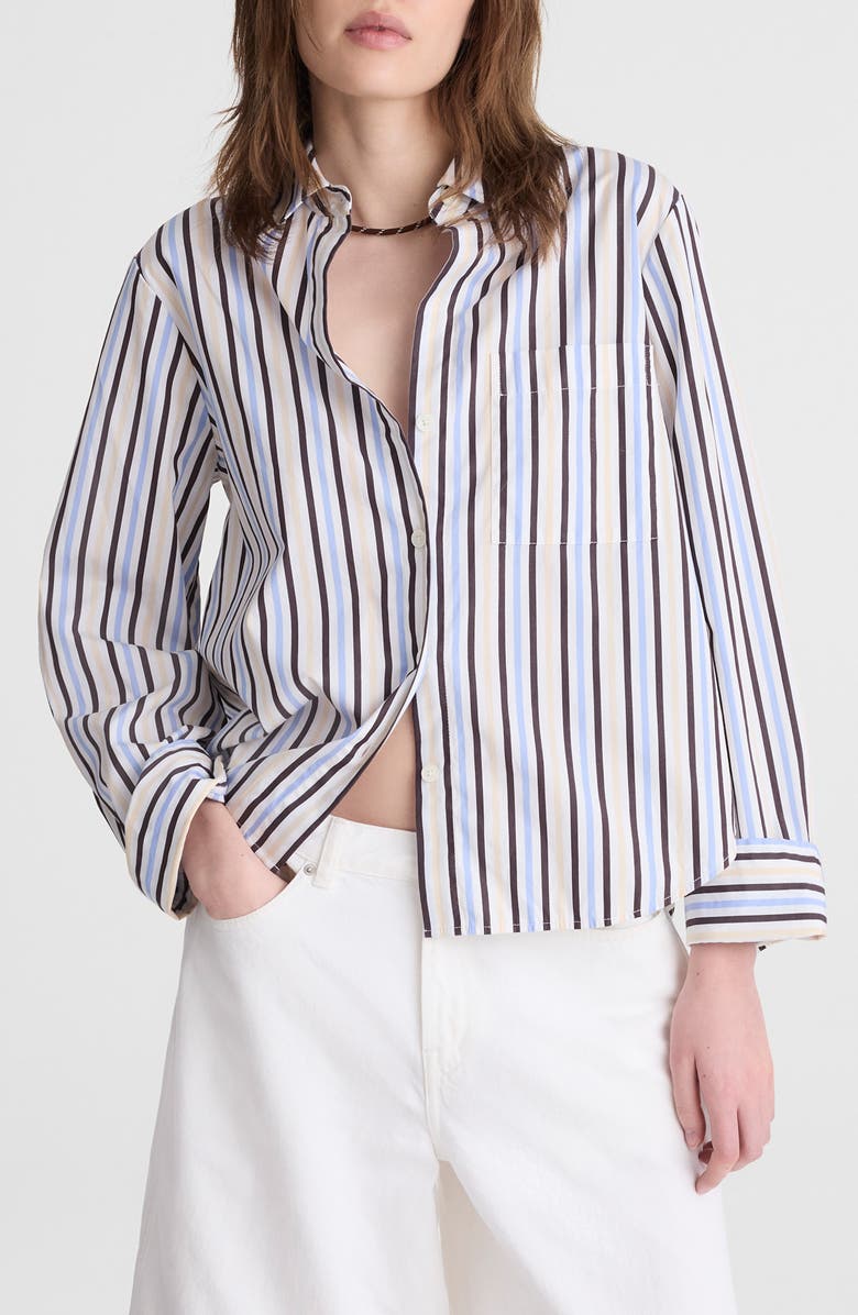 The Signature Y-Neck Cotton Poplin Button-Up Shirt