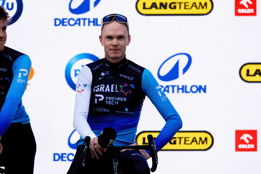 Chris Froome participates in the Tour of Poland Teams Presentation in Wroclaw, Poland, on August 3, 2025. (Photo by Mateusz Birecki/NurPhoto via Getty Images)