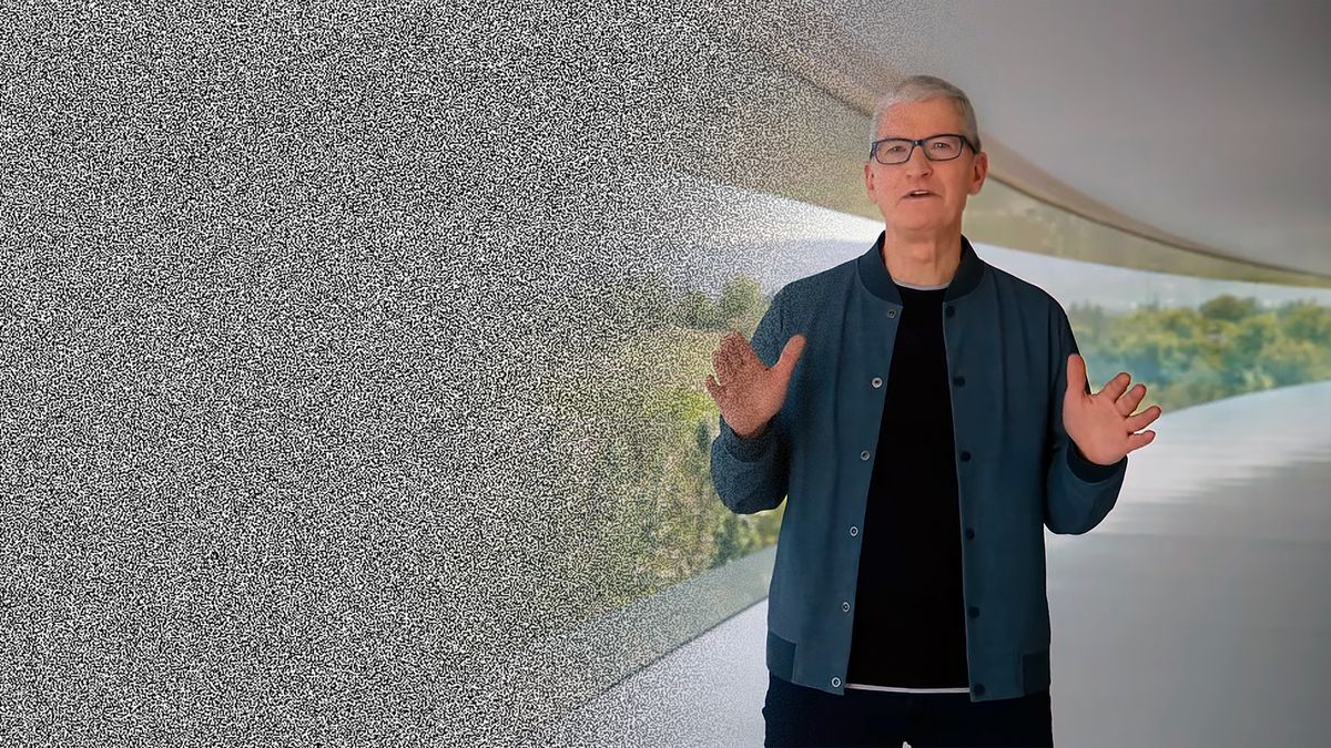 Tim Cook next to some camera noise