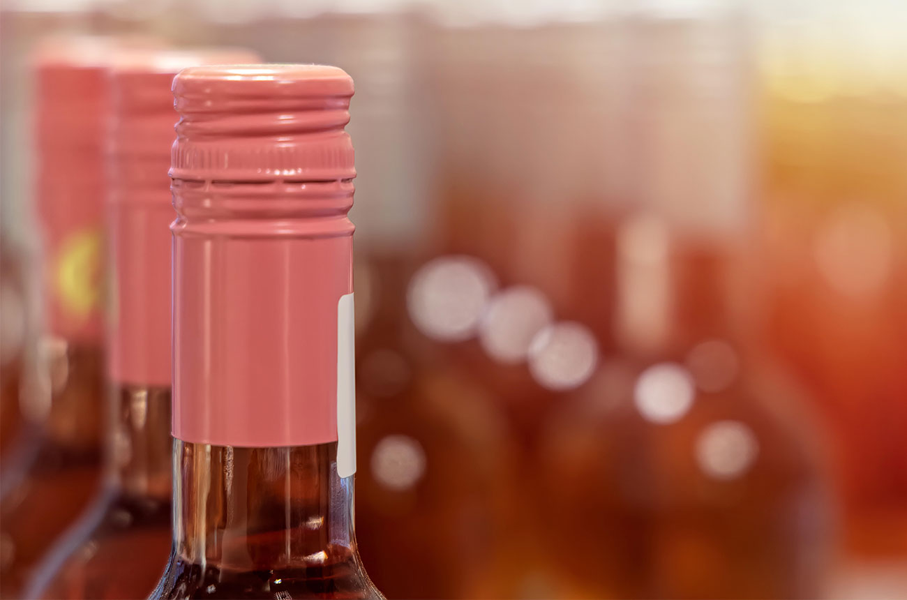 Bottles of rose wine